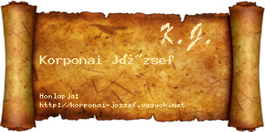 Korponai József névjegykártya