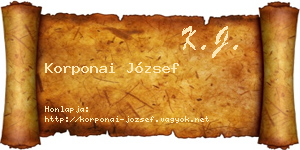 Korponai József névjegykártya
